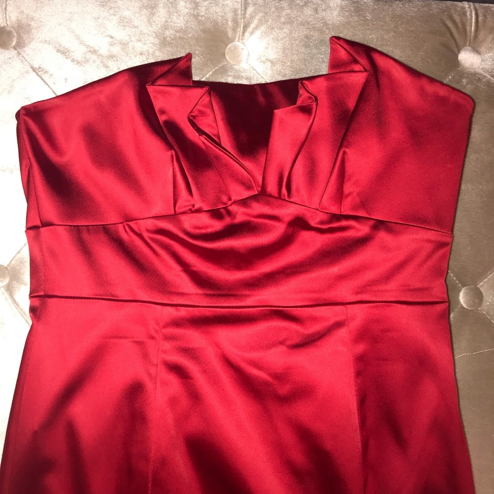 Satin red cocktail dress